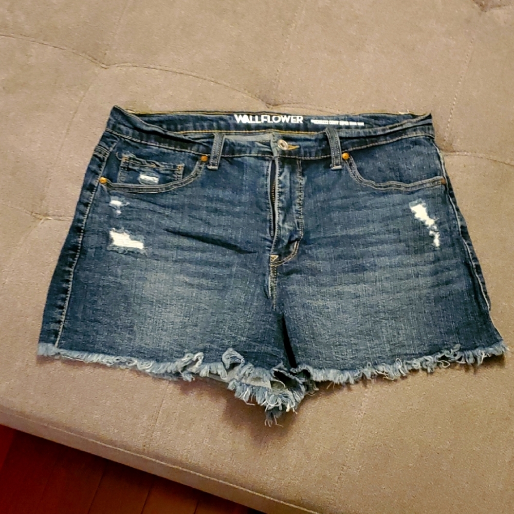 Wallflower Blue Jean Shorts with Distressed Cut-Off Style. EUC never worn